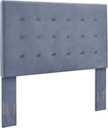 Transitional King Headboard in Cornflower Microfiber Fabric