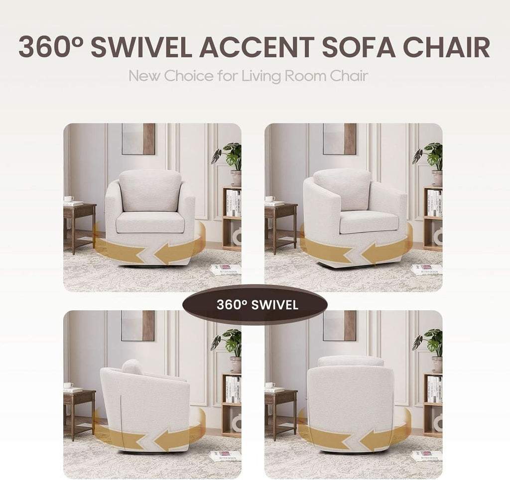 Beige 360 Degrees Swivel Armchairs Fully Assembled