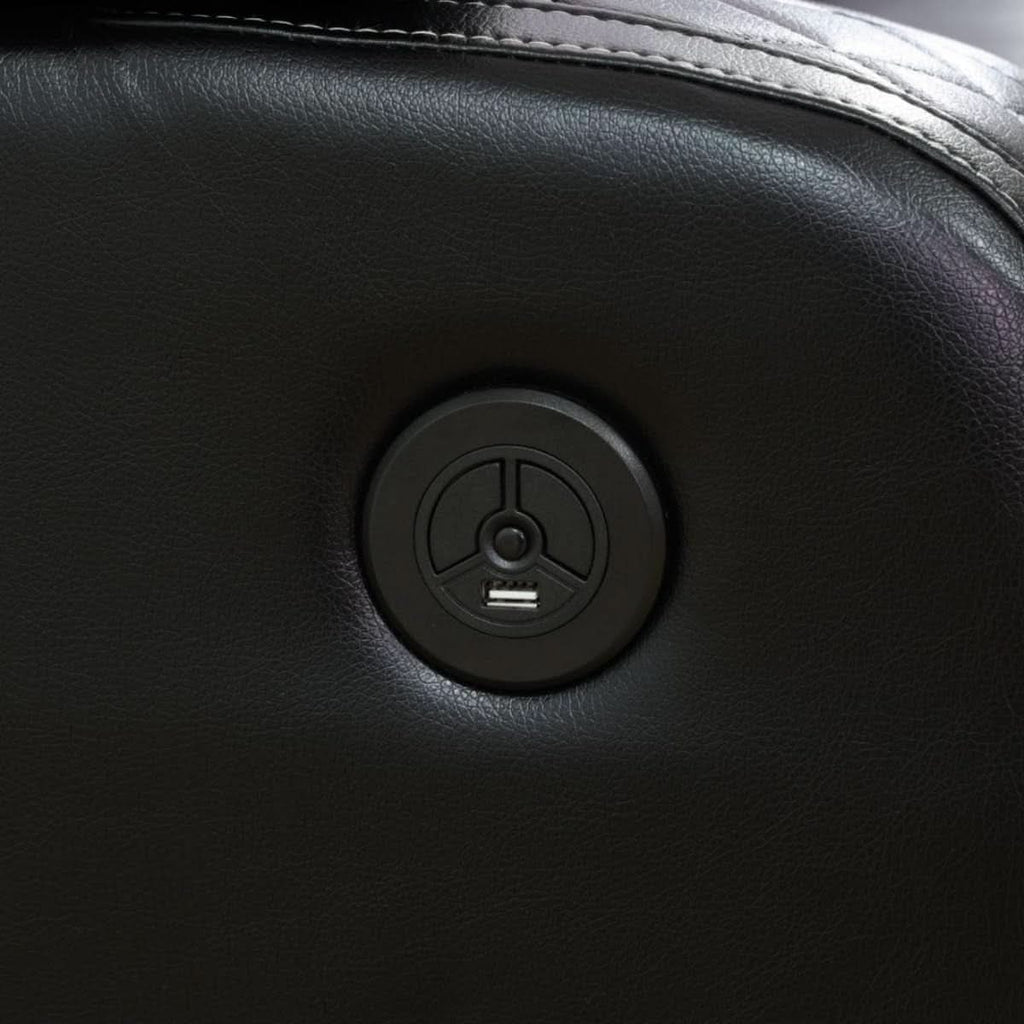 Electric Power Recliner Sofa Black With USB Charging Ports