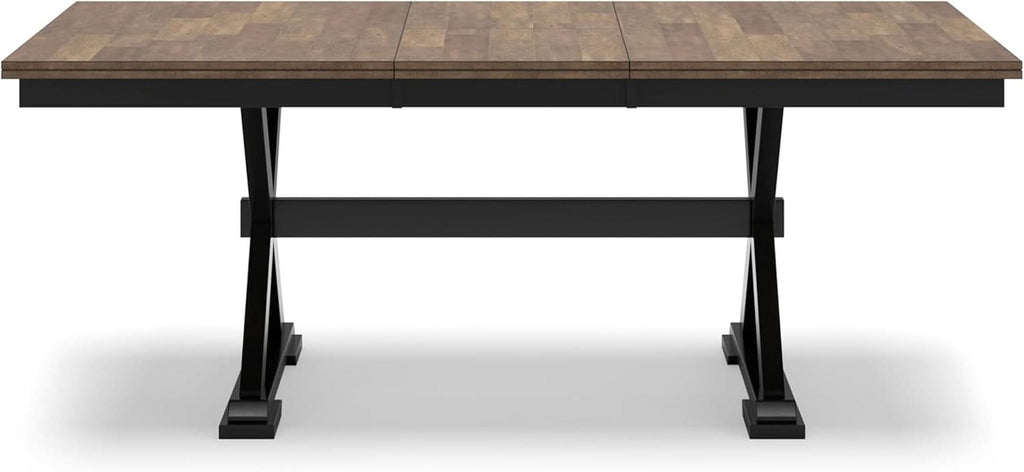 Farmhouse Dining Extension Table Butterfly Leaf 6-8 Seater Black And Dark Brown