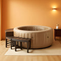 Two Medium Height PureSpa Benches For Four Person Spas Featuring Curved Seating Set