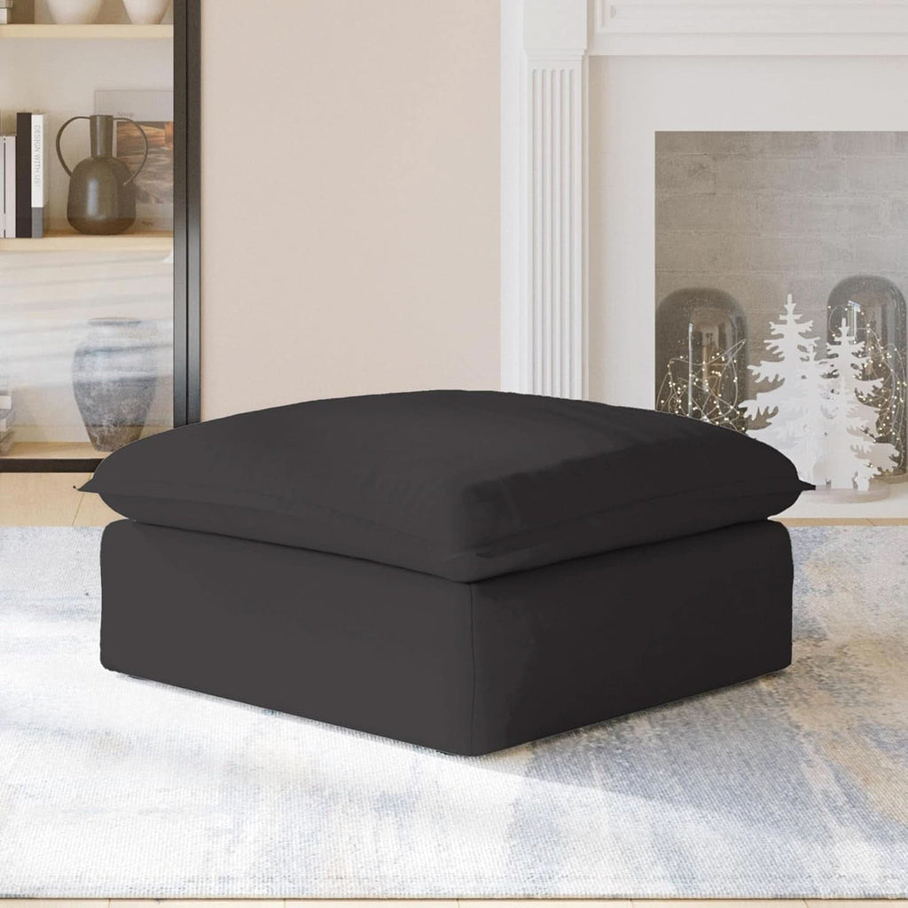 Black Storage Ottoman With Removable Cushion Covers