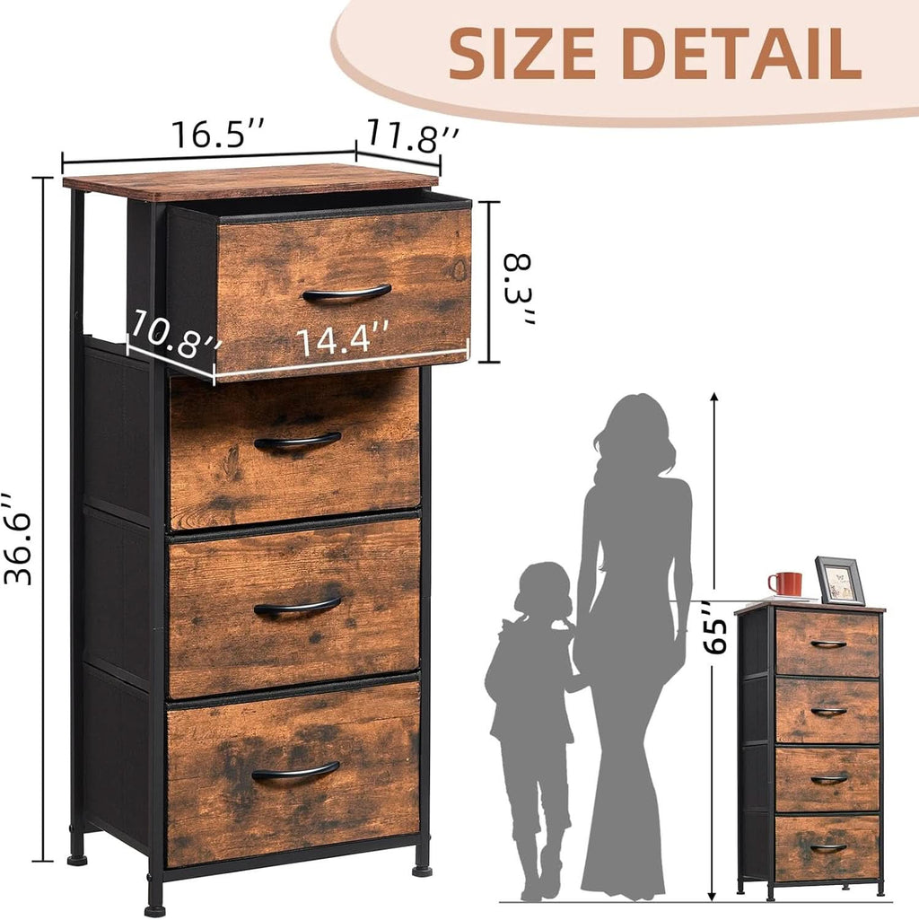 Tall Dresser With Four Drawers And Removable Bins Woodgrain