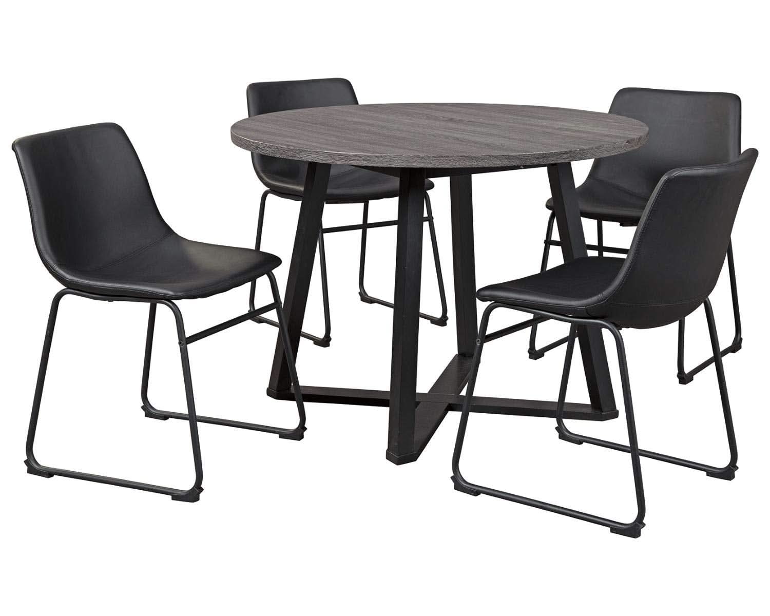 Centiar Mid Century Round Dining Table Gray Metal Legs