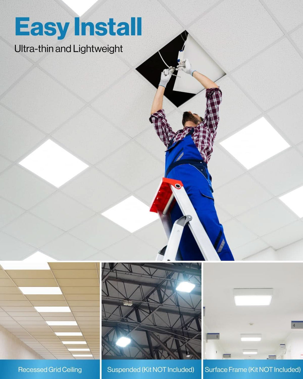 2x2 LED Flat Panel Light With Dual CCT 4000K 6000K Dimmable