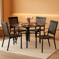 Patio Table And Chairs Set Black 37 Inch Square Table For 4
