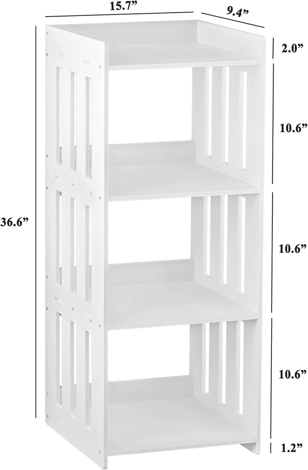 4 Tier White Bookshelf Ideal For Small Spaces Storage Room