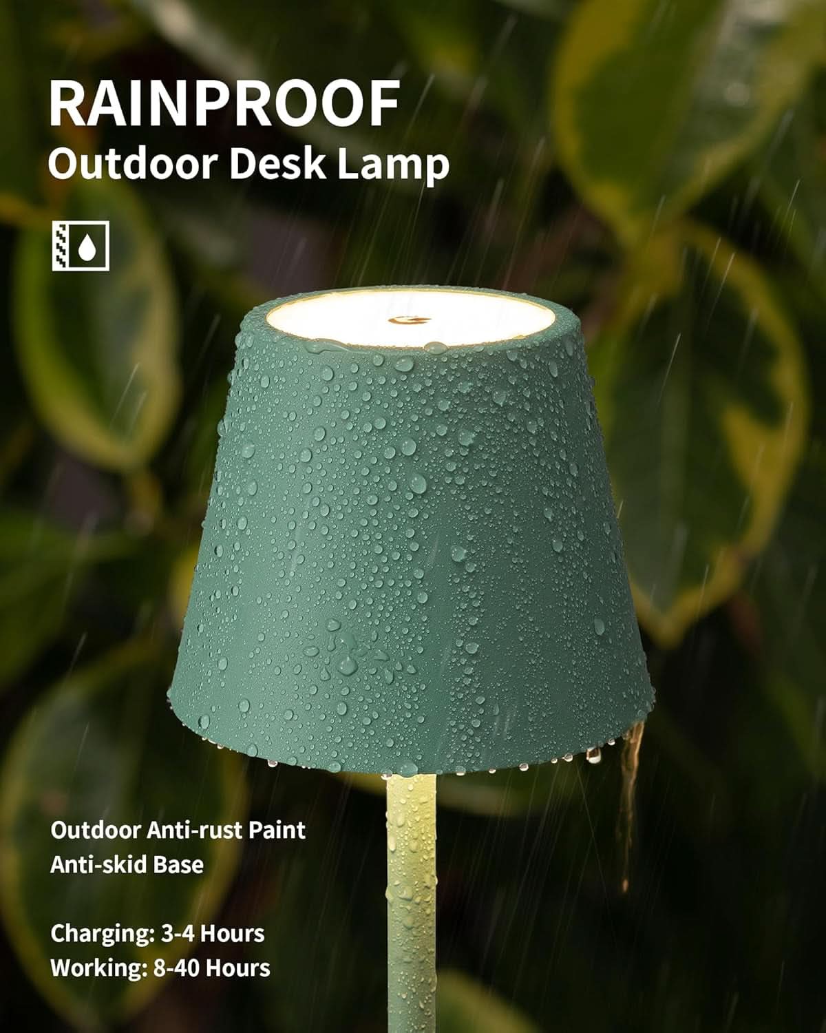 Two Pack Cordless LED Table Lamp 5000mAh Battery Portable Dimmable Green Desk Lamp With 3 Color Temperatures