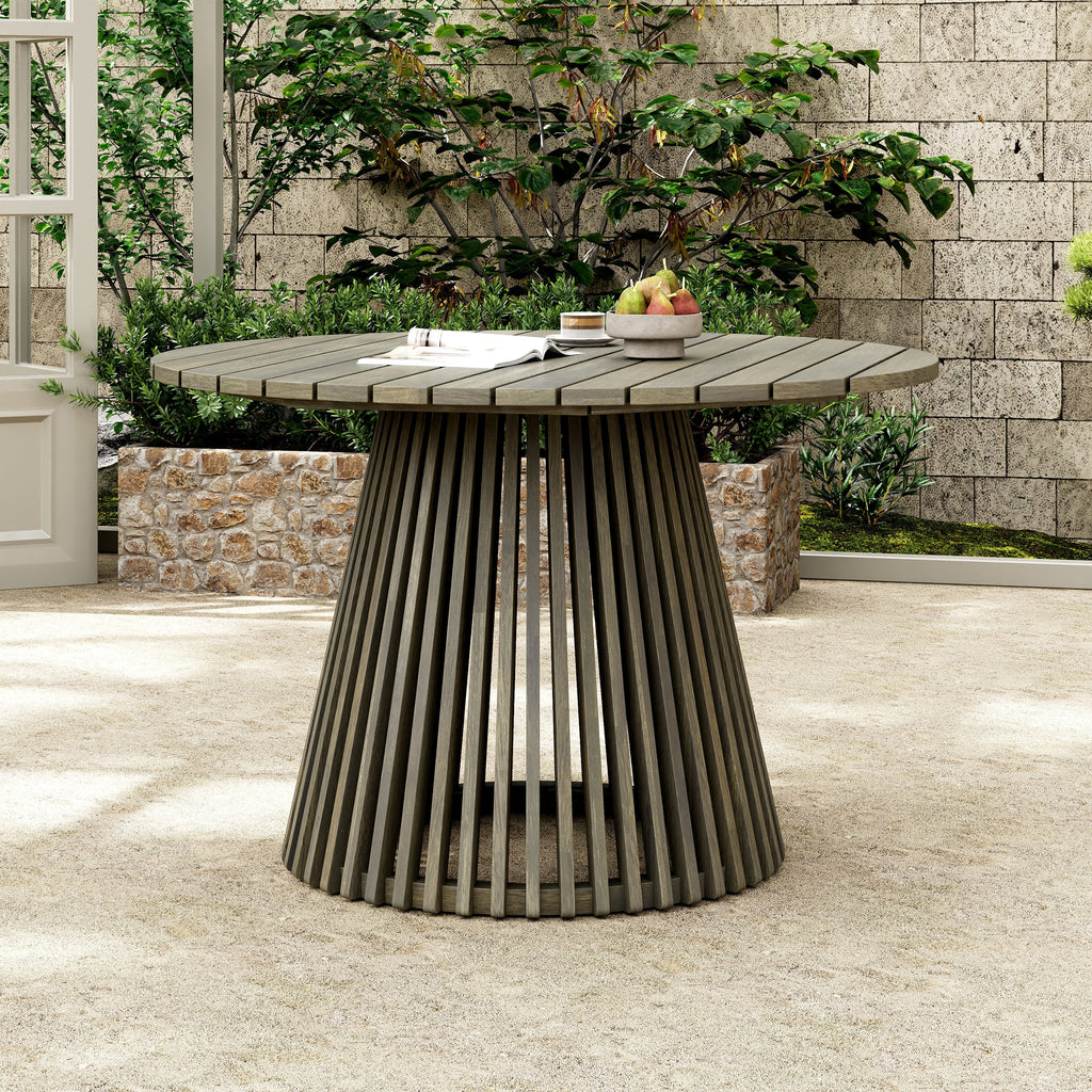 Patio Set Outdoor Acacia Wood Furniture Sets - Modern Club Chair Conversation Sets with Patio Dining Table