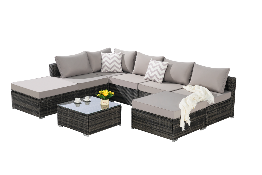 8 Pieces Outdoor Patio Sectional Sofa Couch