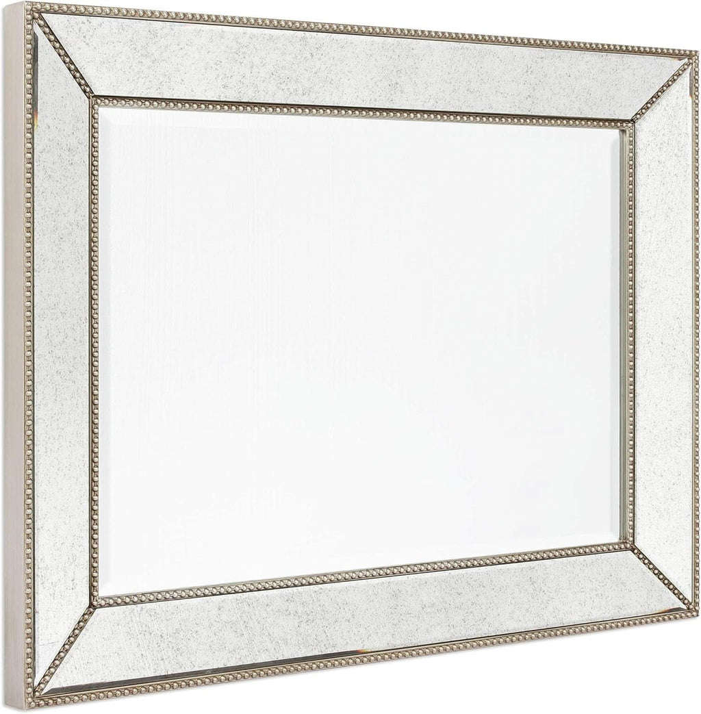 Champagne Bead Beveled Wall Mirror 40 X 30 Solid Wood Frame