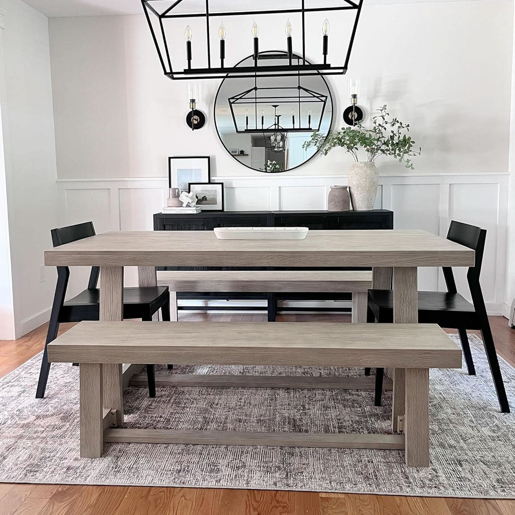 72 Inch Farmhouse Solid Wood Dining Table Rectangular Kitchen Table