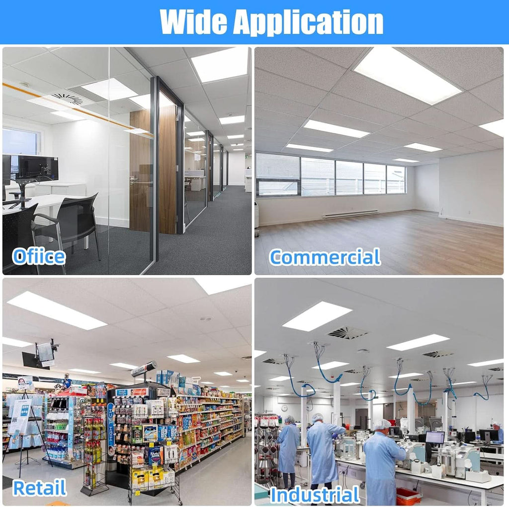 2x4 LED Flat Panel Light 4 Pack Dimmable 7800LM 5000K Ceiling Lighting Commercial Office Ready