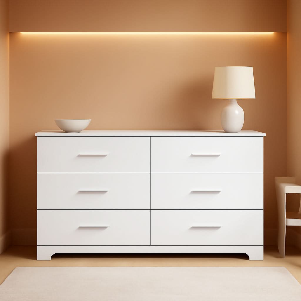 White 6 Drawer Dresser For Kids With GREENGUARD Gold Safety Kit