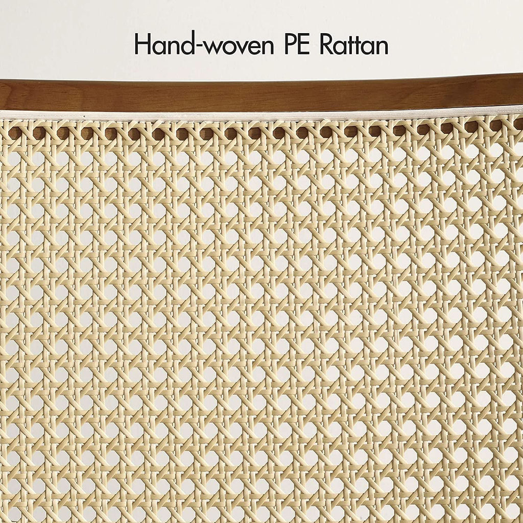 Rattan Dining Chairs Set Of 2 With PU Leather Cushions