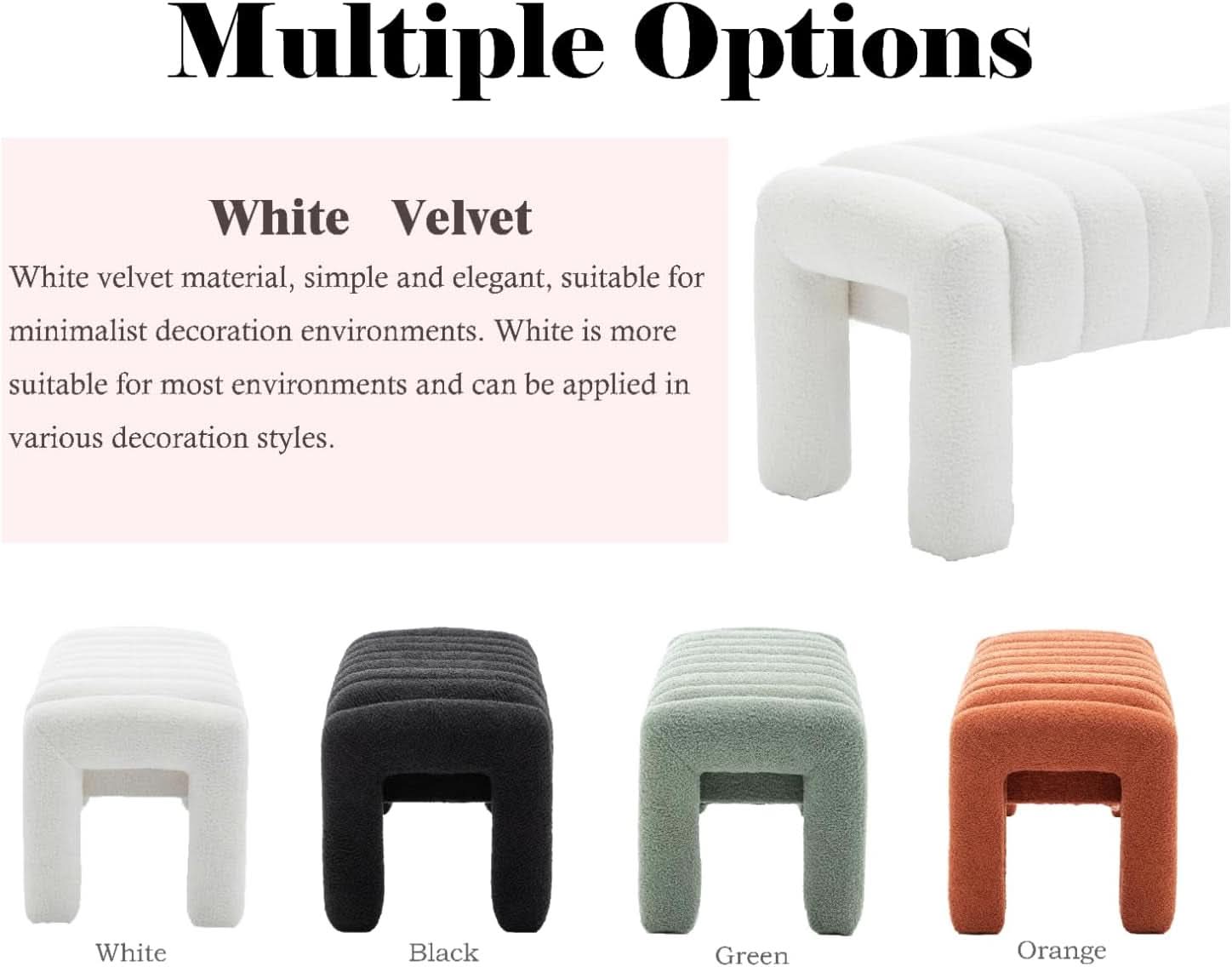 42.5 Inches Boucle Ottoman Bench Footrest Entryway
