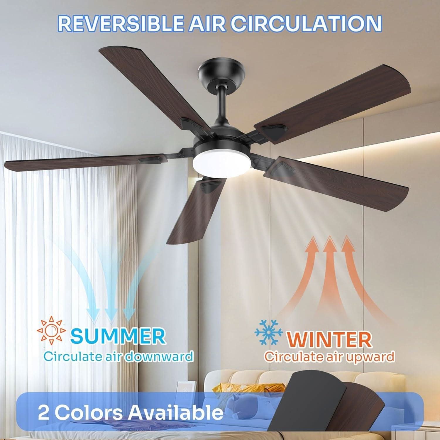 52 Inch Ceiling Fan Lights Remote Control Indoor Outdoor