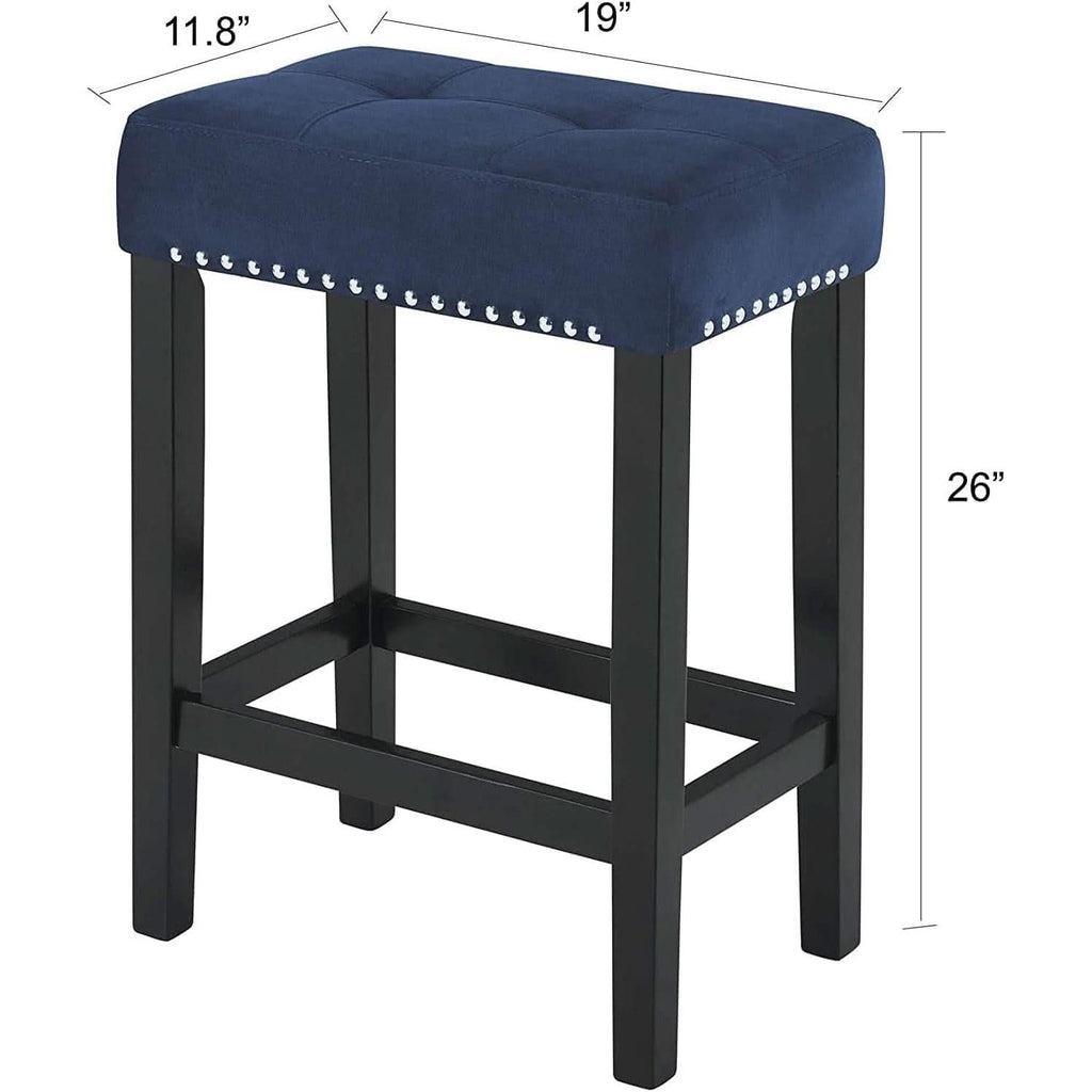 Blue Velvet Bar Table Set With Faux Marble Top 4 Piece