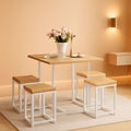 Compact Kitchen Table And Chairs Set Beige White Five Piece