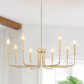Gold Farmhouse Chandelier 8 Lights for Dining Room