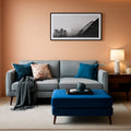 Blue Velvet Lift Top Ottoman Coffee Table 36 Inch Modern