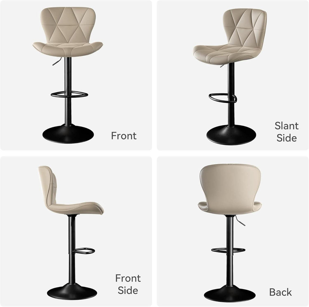Adjustable Swivel Bar Stools Set of 2 in Khaki Finish