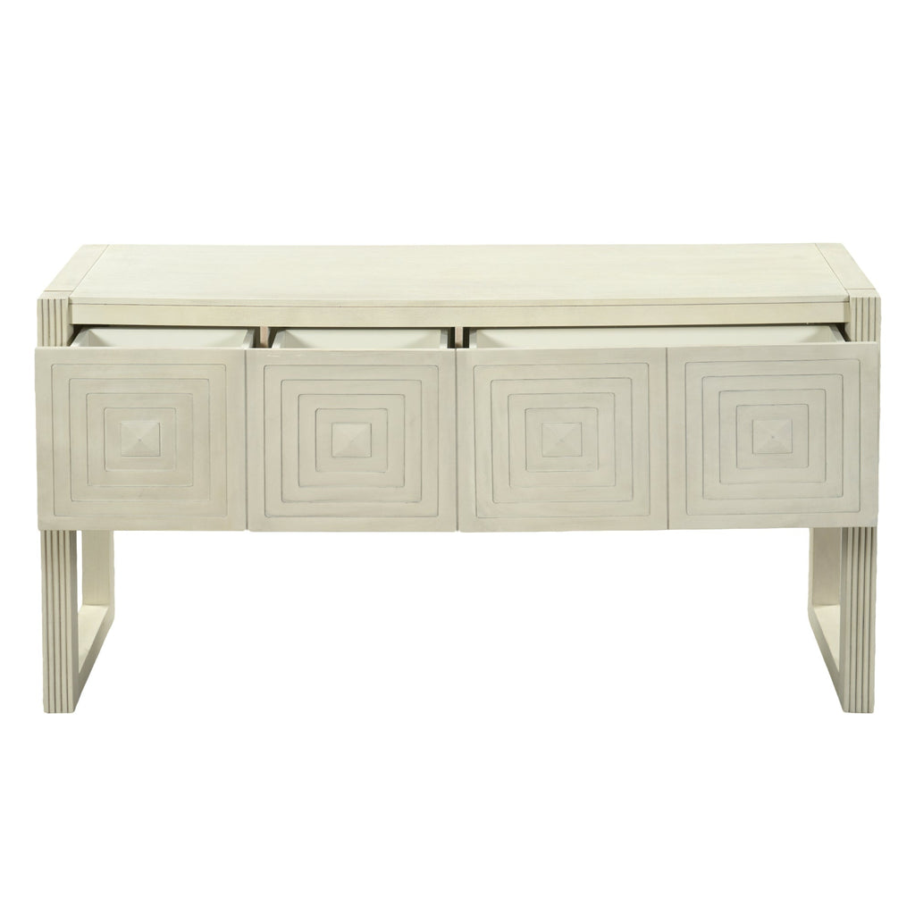 Geometric Carved Console Table with 3 Soft-Close Drawers