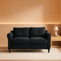 57 Inch Black Loveseat With Tufted Back Stain Resistant