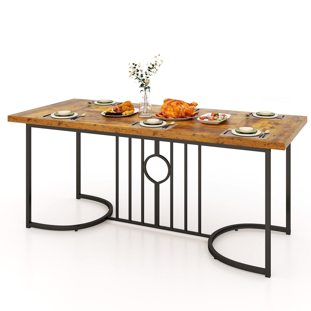 71 Inch Large Dining Table for 6-8 People Rectangular Wood Kitchen Table-Rustic Brown