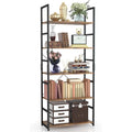 Tall 5 Shelf Vintage Bookcase With Metal Frame Storage