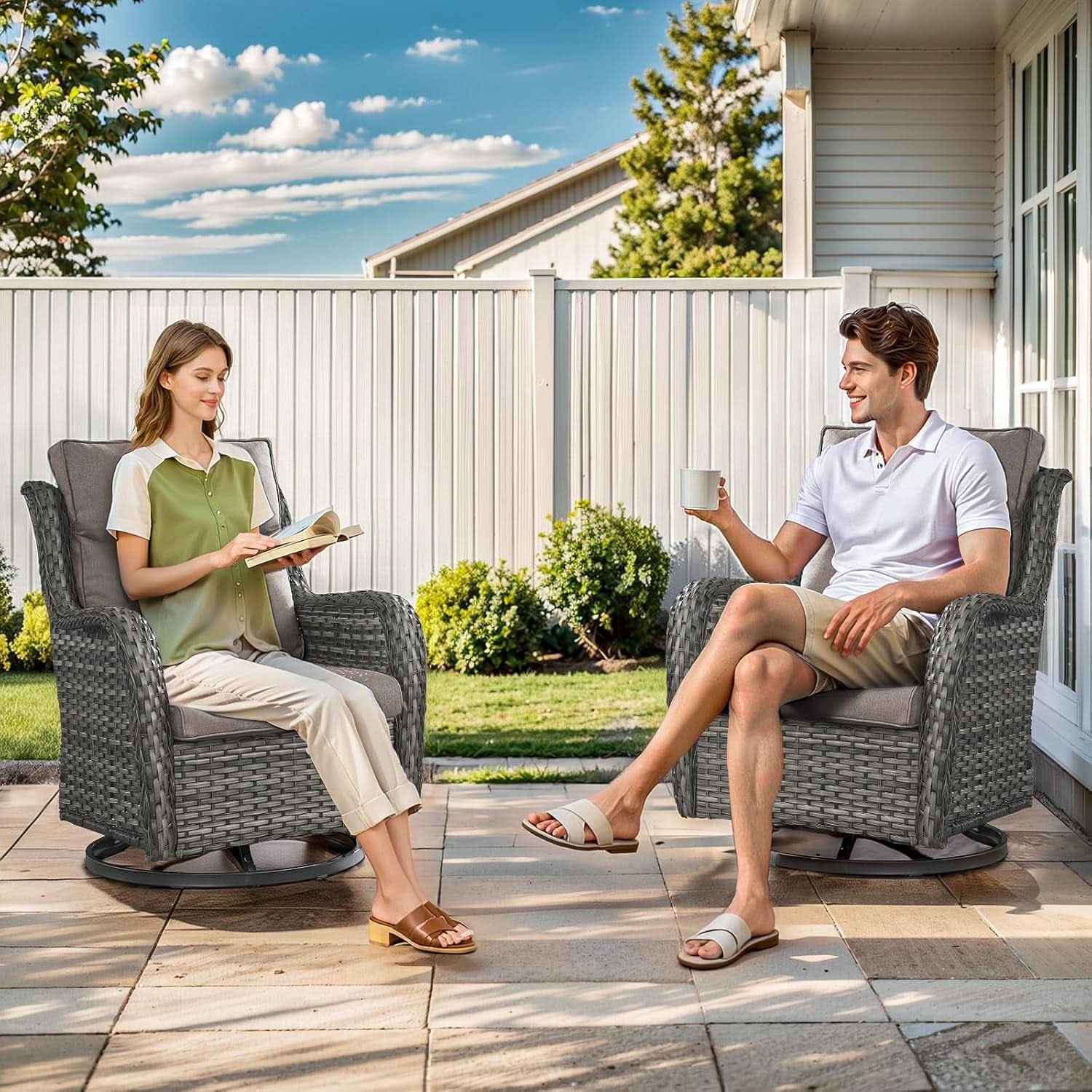 Comfortable Outdoor Swivel Rocker Patio Chairs Set