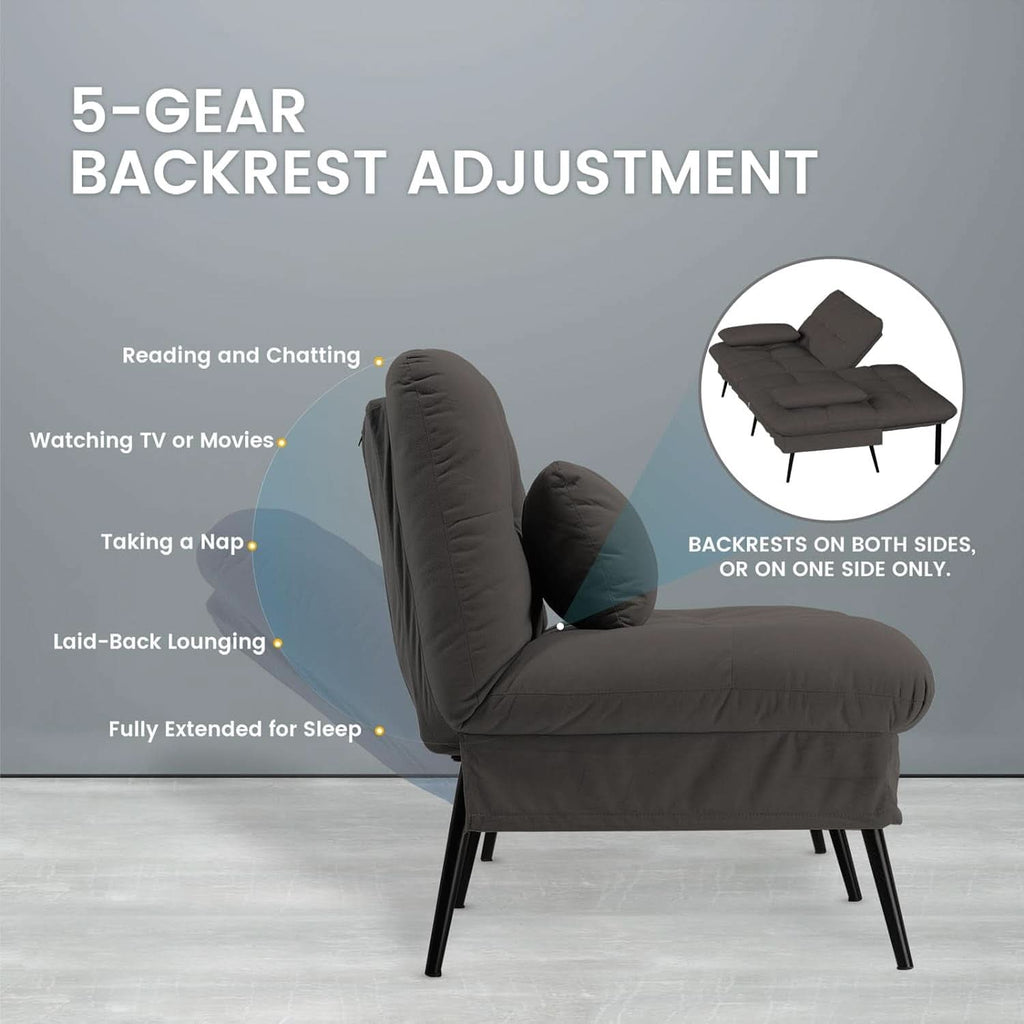 68 Inch Convertible Futon Sofa Bed With Adjustable Backrest