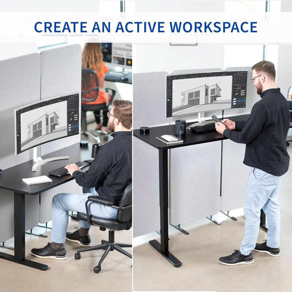 60 Inch Electric Height Adjustable Standing Desk Black