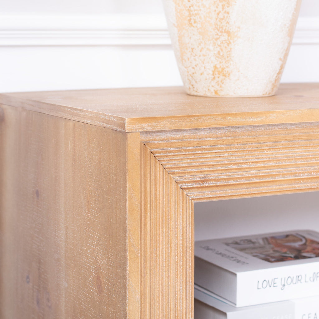 Rustic Solid Wood Console Table with Storage Shelf