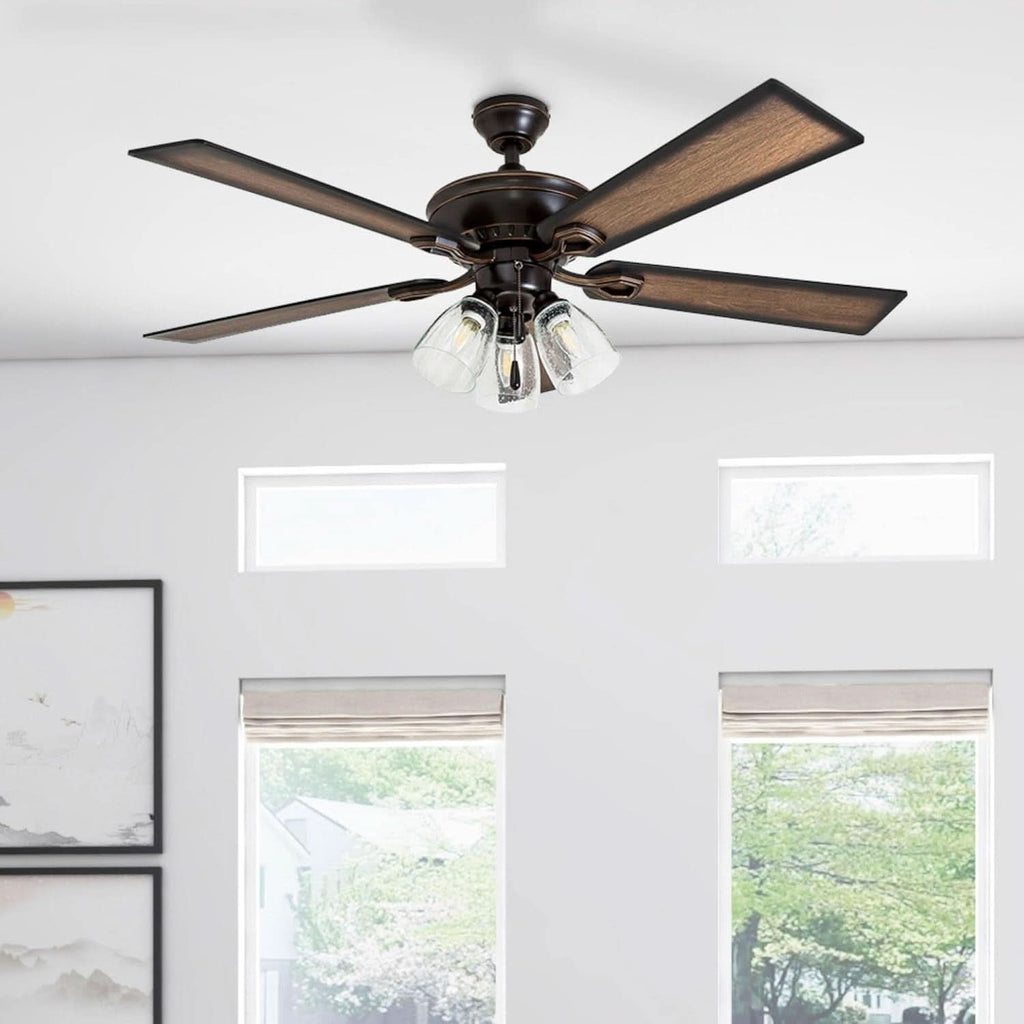 52 Inch Farmhouse LED Ceiling Fan Oil Rubbed Bronze