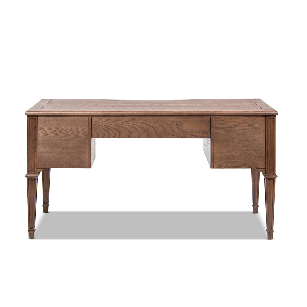 Dauphin Gold Accent 5-Drawer Wood Executive Desk Brown Ash Wood & Veneer