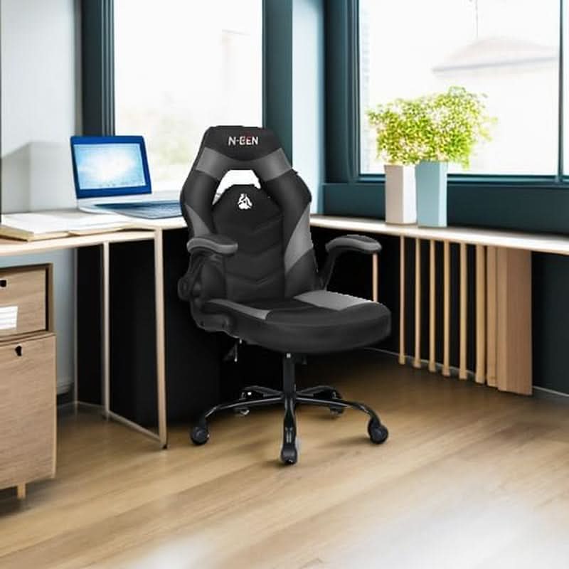N-GEN Ergonomic Gaming Chair With Lumbar Support Gray PU Leather