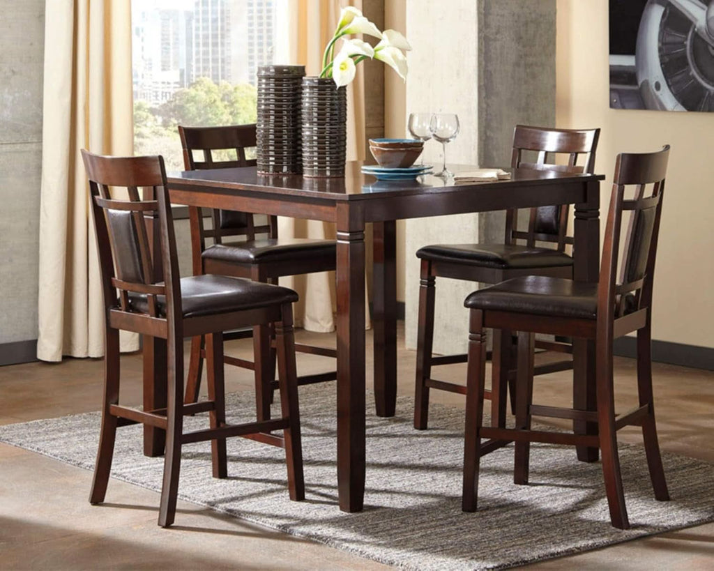 Counter Height Dining Set Brown With Table And 4 Barstools
