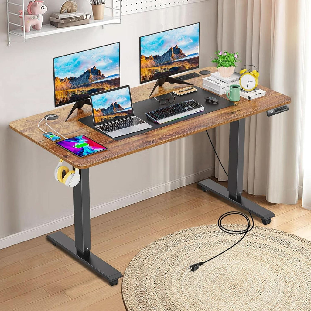 Electric Standing Desk 55 x 24 In With Charging Station