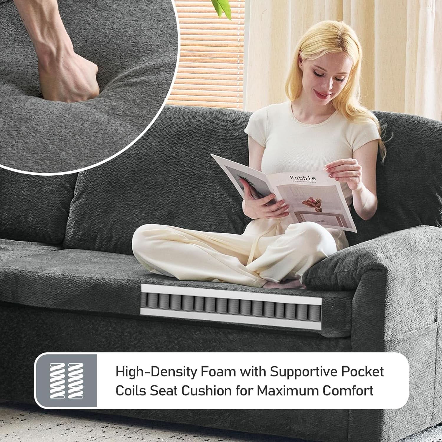 Convertible Sofa Bed With CloudLike Storage Chaise