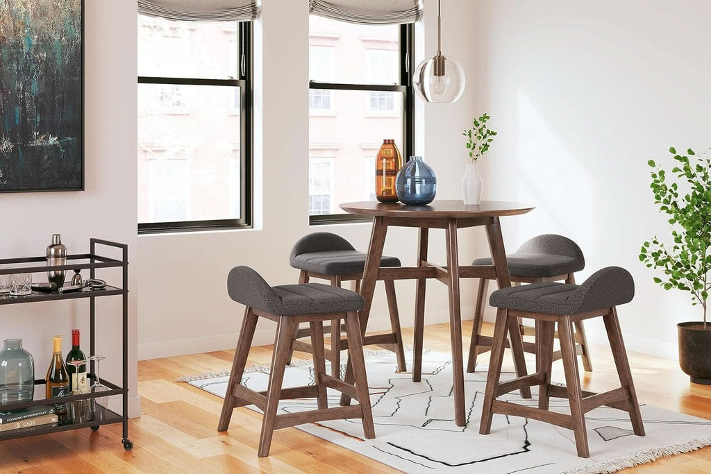 Counter Height Bar Stool Set Of 2 28.5 Inch Charcoal Brown