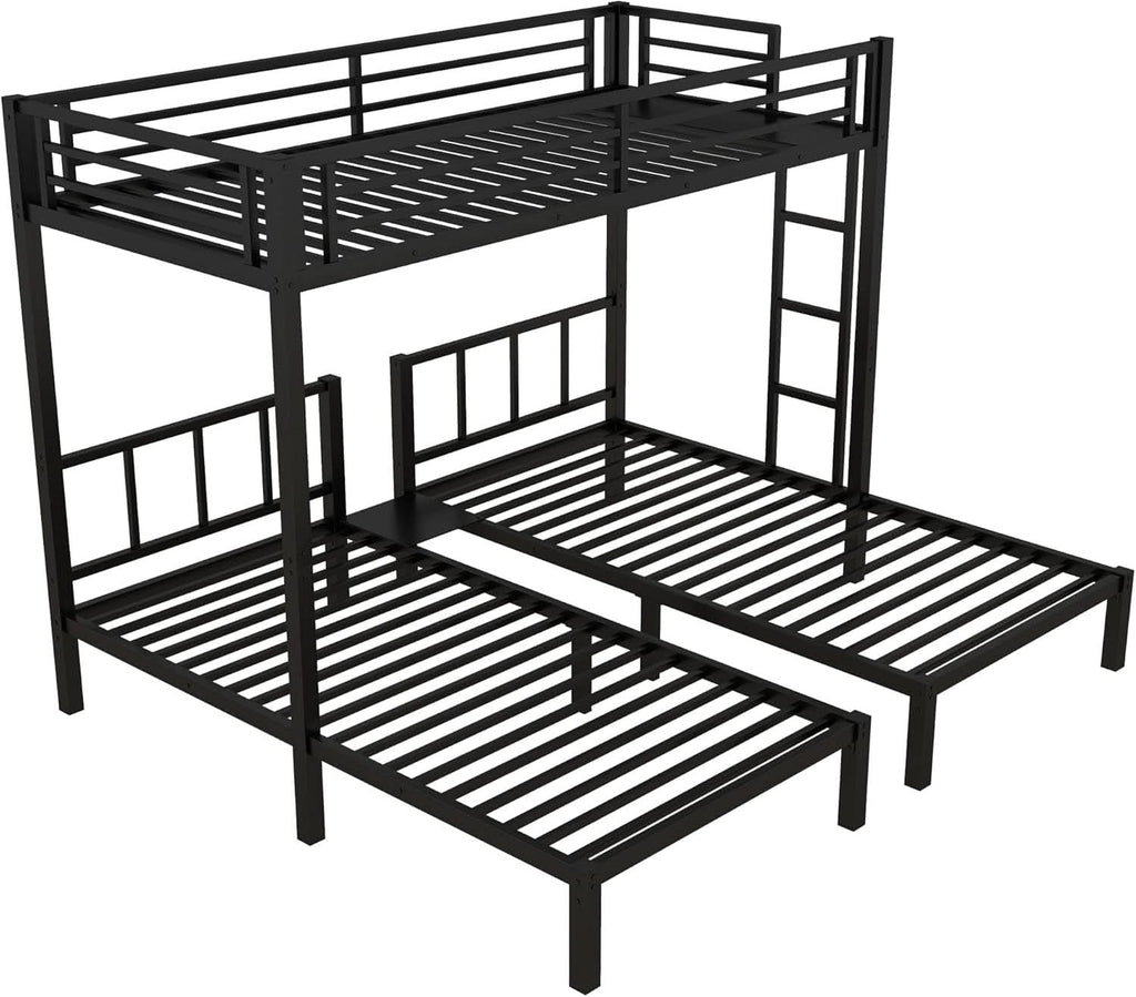 Triple Bunk Bed For Kids Metal Twin Over Twin Black