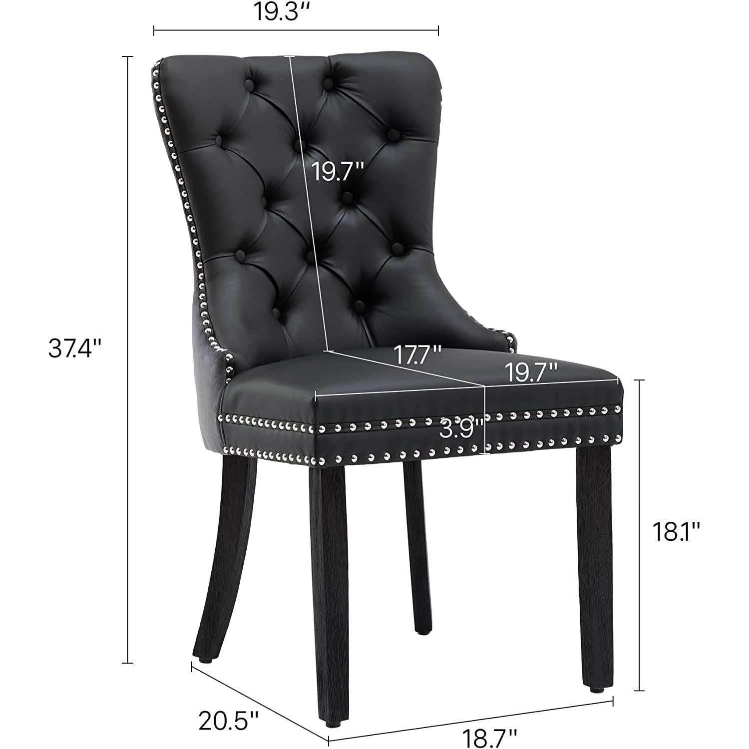Velvet Dining Chairs Set Of 6 Black And Dark Grey Nailhead Trim