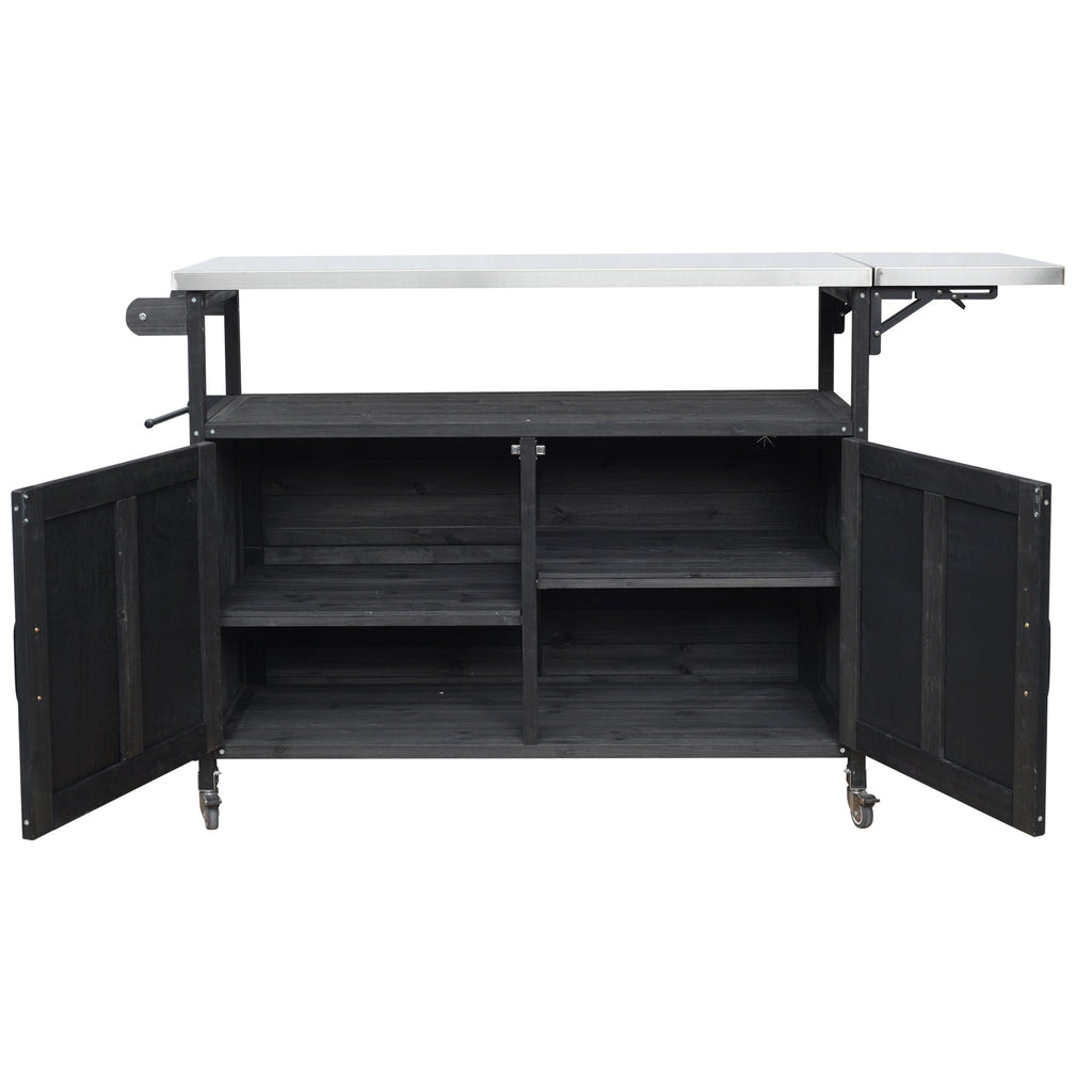 Foldable Outdoor Kitchen Island Patio Mobile Kitchen Cart