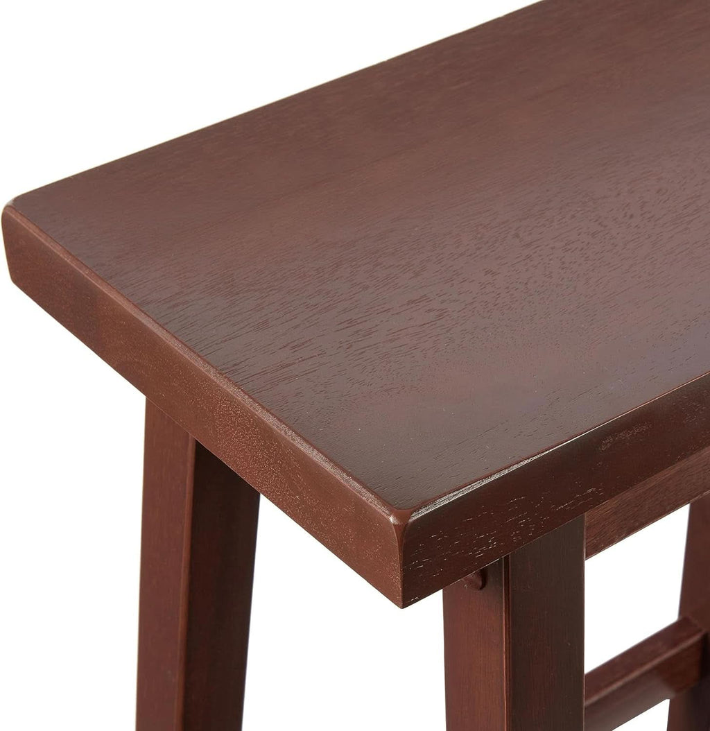 Walnut Saddle Seat Counter Stool 24 Inch Set Of 2 Stools