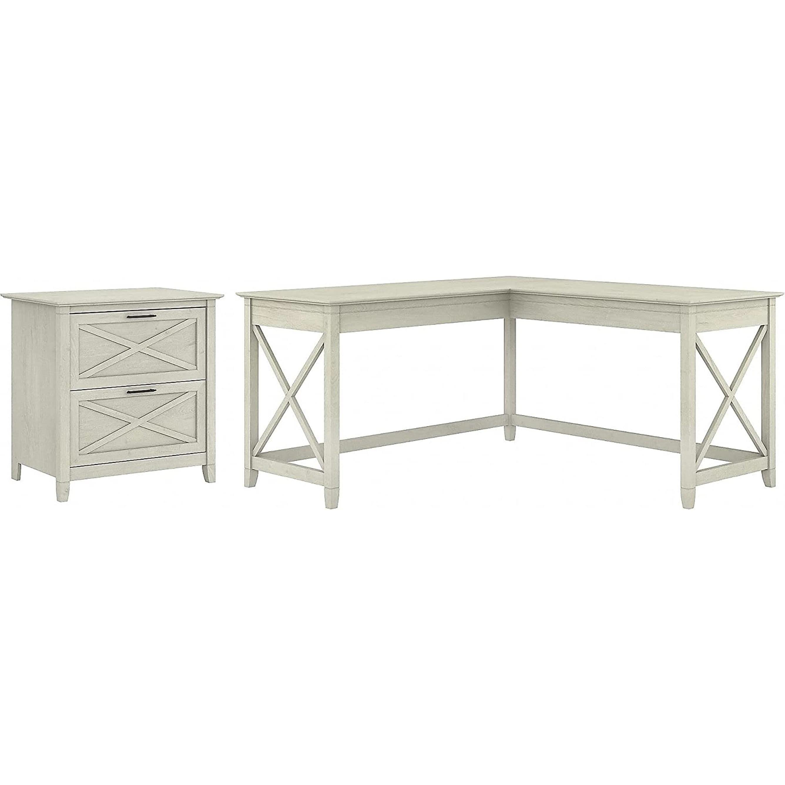 60W L Shaped Desk With Mobile File Cabinet For Home Office