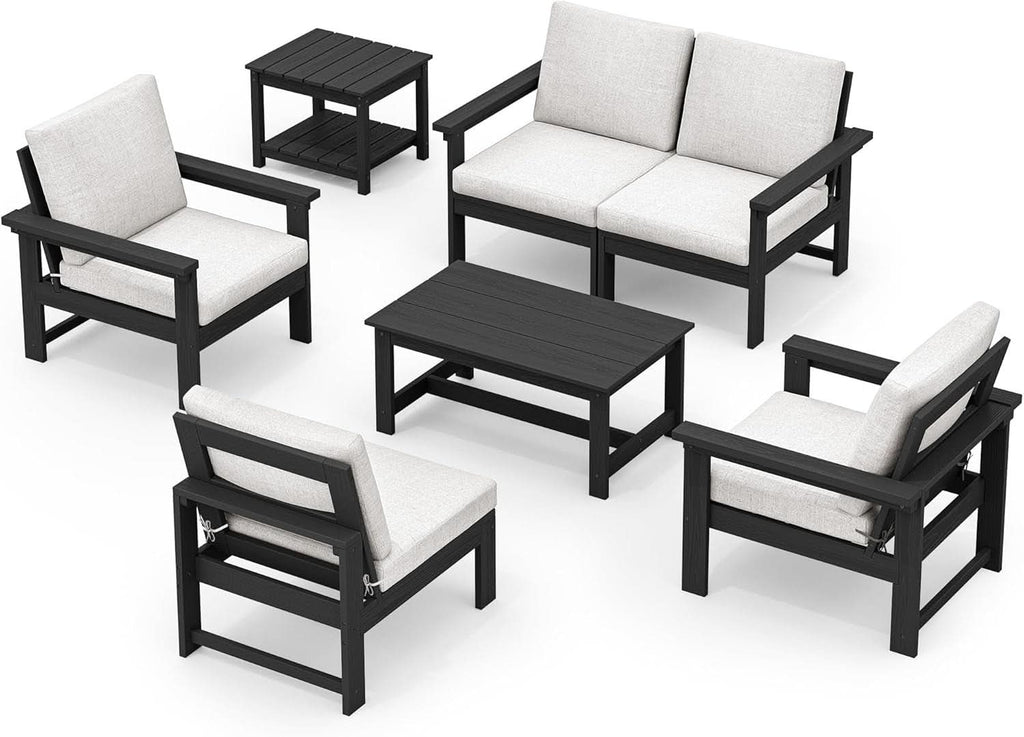 HDPE Outdoor Patio Furniture Set 7 Piece All Weather