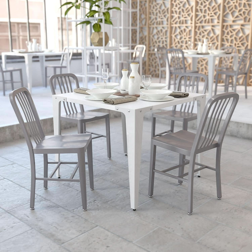 Gael Modern Metal Dining Chairs Set Of 2 In Silver