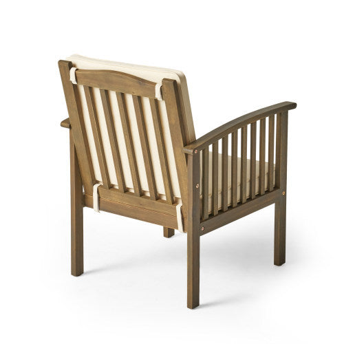 Patio Set Outdoor Acacia Wood Furniture Sets - Modern Club Chair Conversation Sets with Patio Dining Table