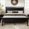 Queen Platform Bed Frame With Wooden Headboard And Footboard Black Oak
